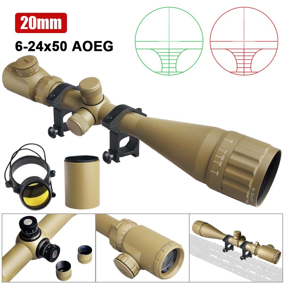 6-24x50AOEG Dual Illuminated Mil-Dot Hunting Scope for Precision Shooting