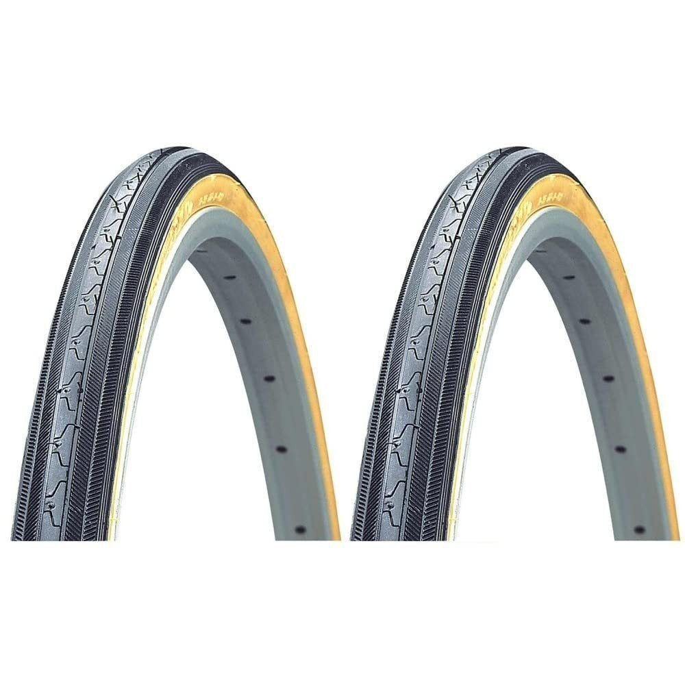 Kenda 27x1-1/4 Road Bicycle Tires Pair - Gumwall Sidewall, Wire Bead