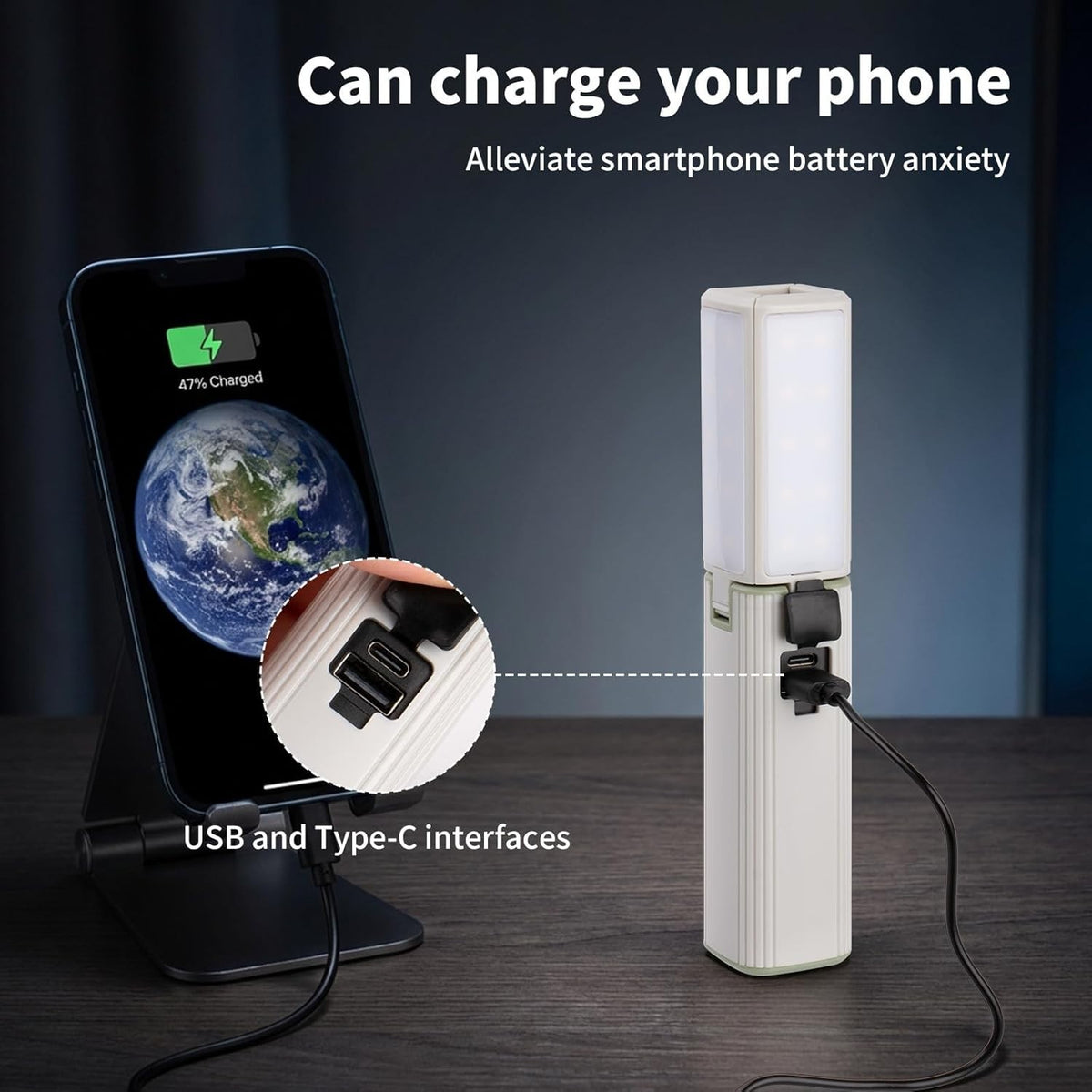 Rechargeable Camping Lantern with Dimmable Brightness and Power Bank Function