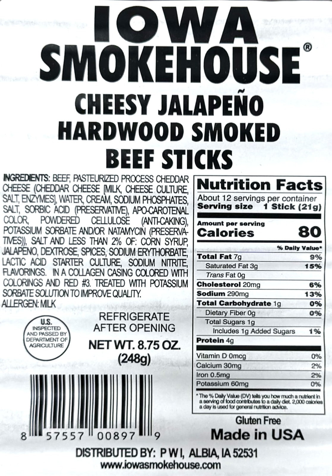Cheesy Jalapeno Beef Sticks - Hardwood Hickory Smoked Meat Snacks, 8.75oz