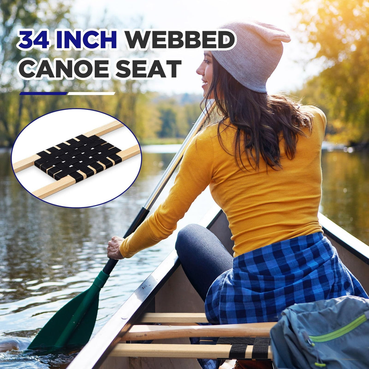 34 Inch Canoe Seats Nylon Webbed Replacement Canoe Hardware Pair