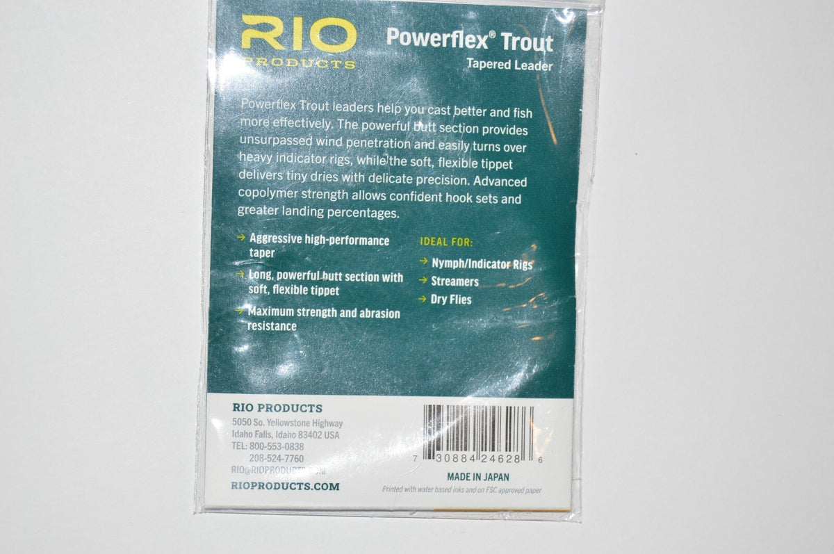 Rio Powerflex Trout Tapered Leaders 7.5ft 5X 5lb - Fly Fishing Tackle Pack of 3