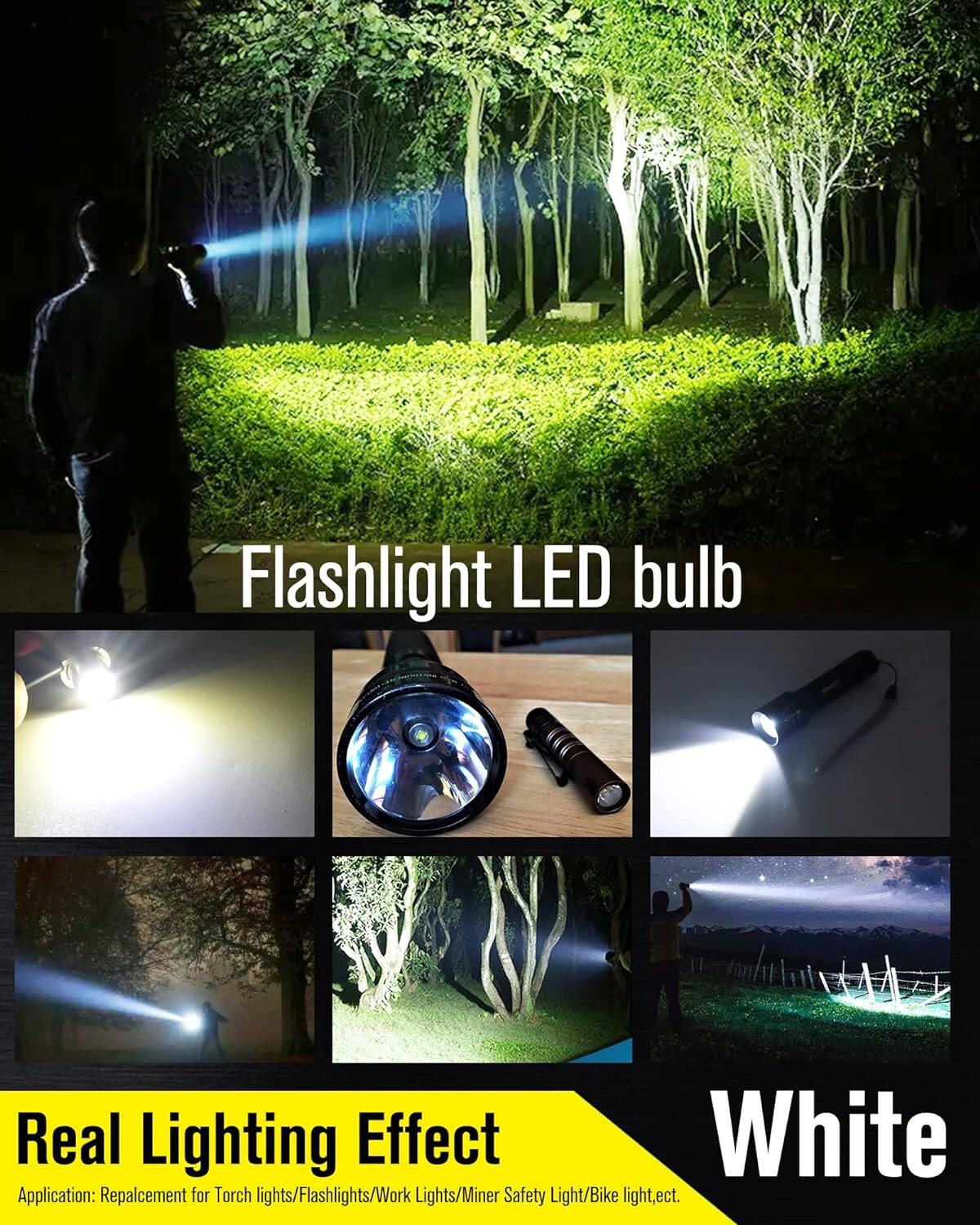 LED Flashlight Bulb 380 Lumens 2 Pack Compatible with Maglite 3-6 Cell