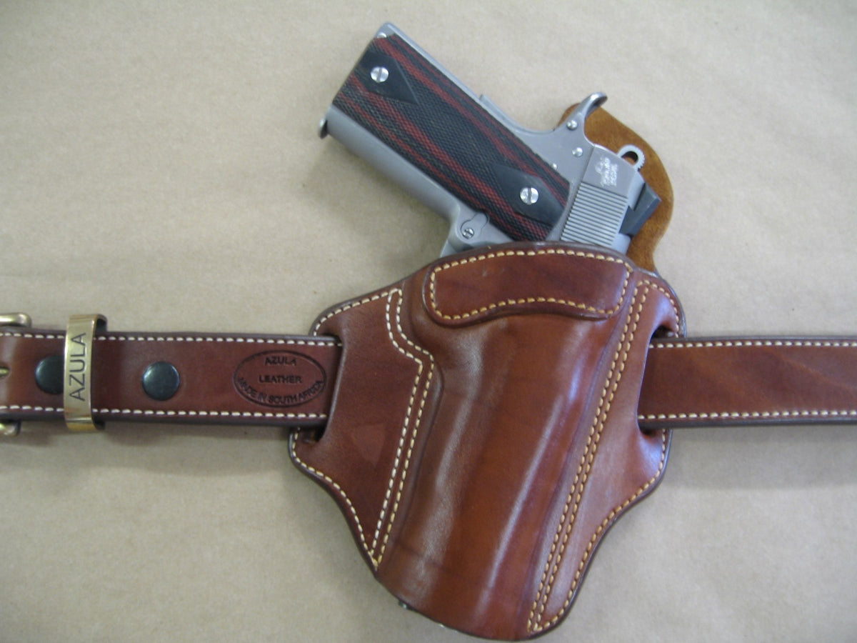 Leather OWB Pancake Holster for Handgun - Custom Fit, Left or Right Hand