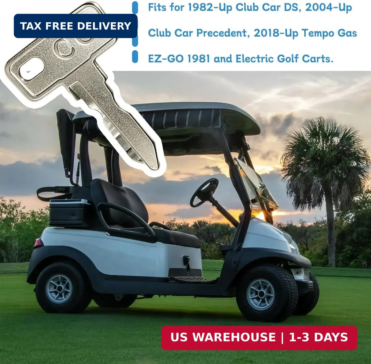 4 Pack Golf Cart Ignition Keys Replacement for Club Car DS Precedent Tempo