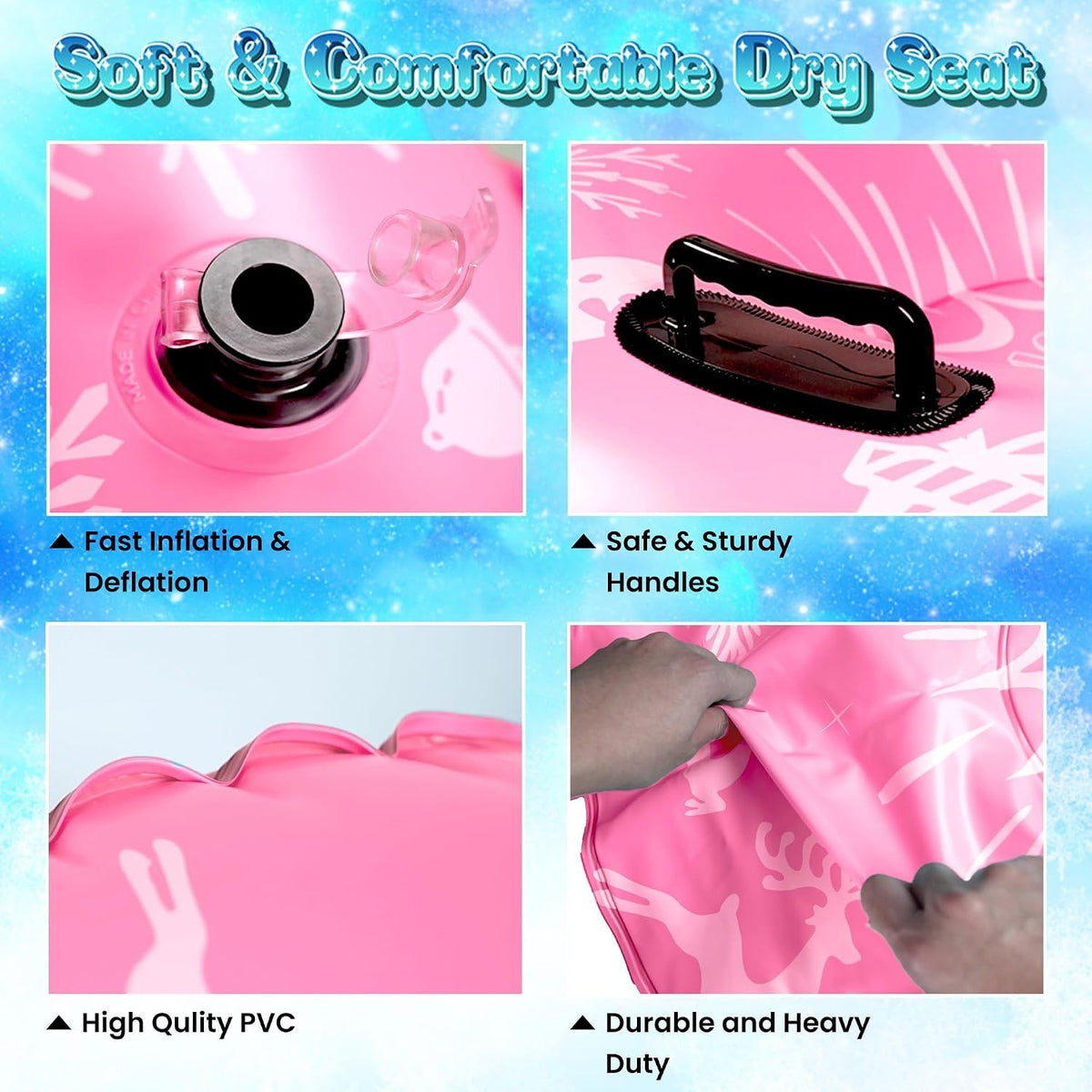 Heavy Duty Inflatable Snow Tubes for Kids and Adults - Winter Sleds