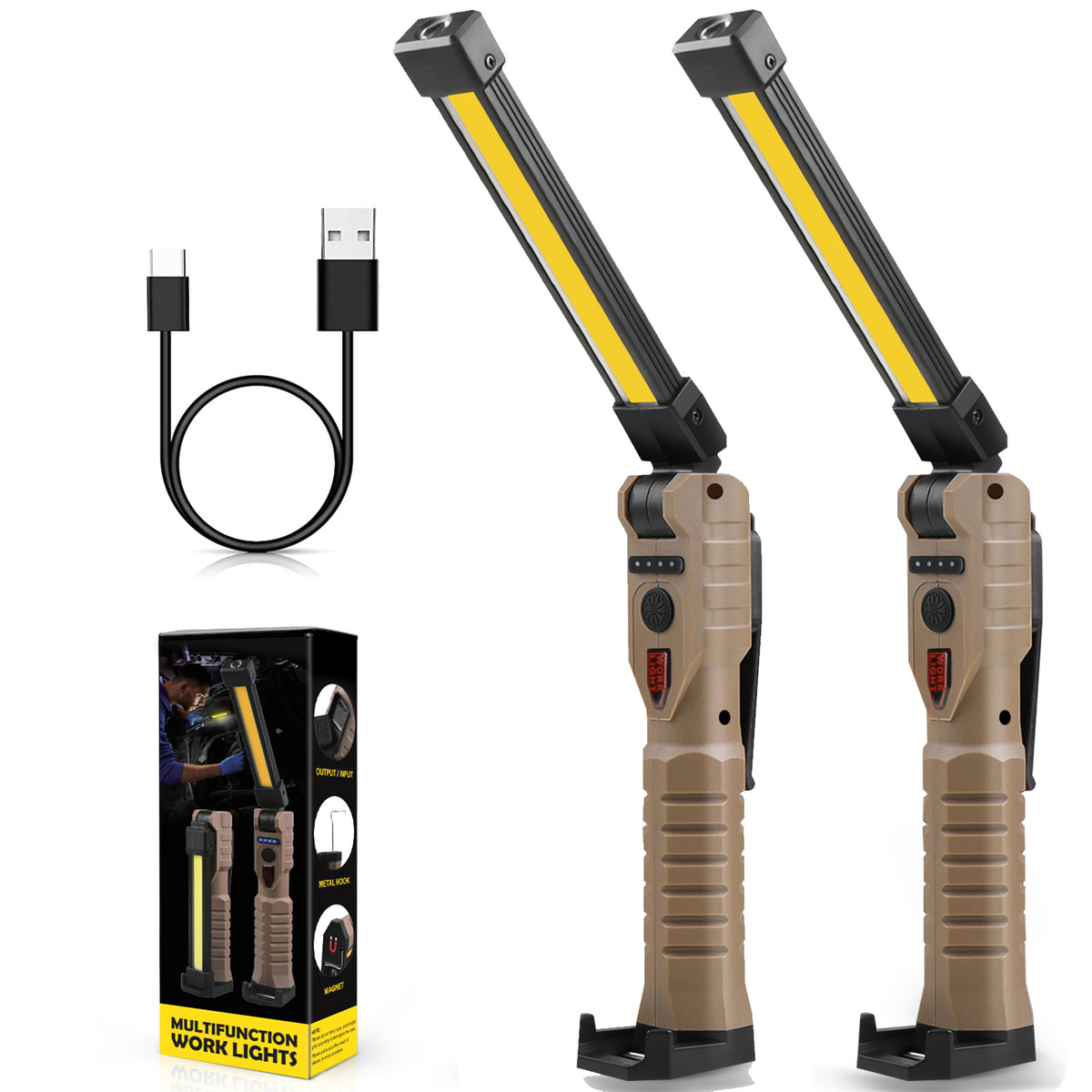 Rechargeable USB LED Work Light with High Lumens, IPX6 Waterproof, Multiple Modes