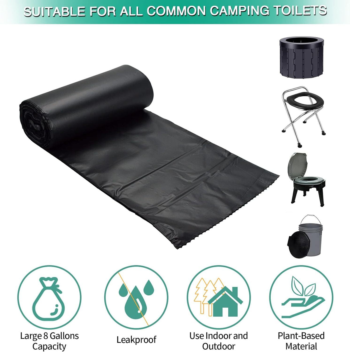 Portable Camping Toilet Seat for 5-Gallon Buckets with Lid - Snap-On Design, Black