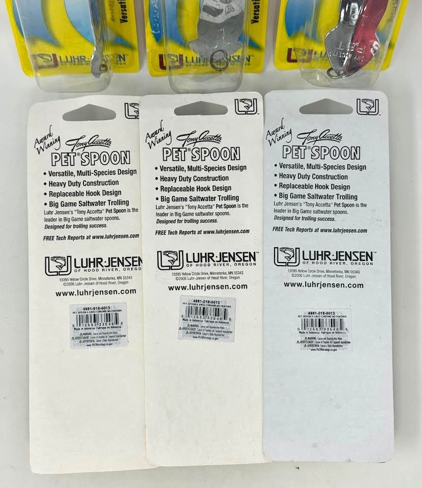 Big Game Saltwater Fishing Spoon Set - Chrome No Feather, 6 Pack