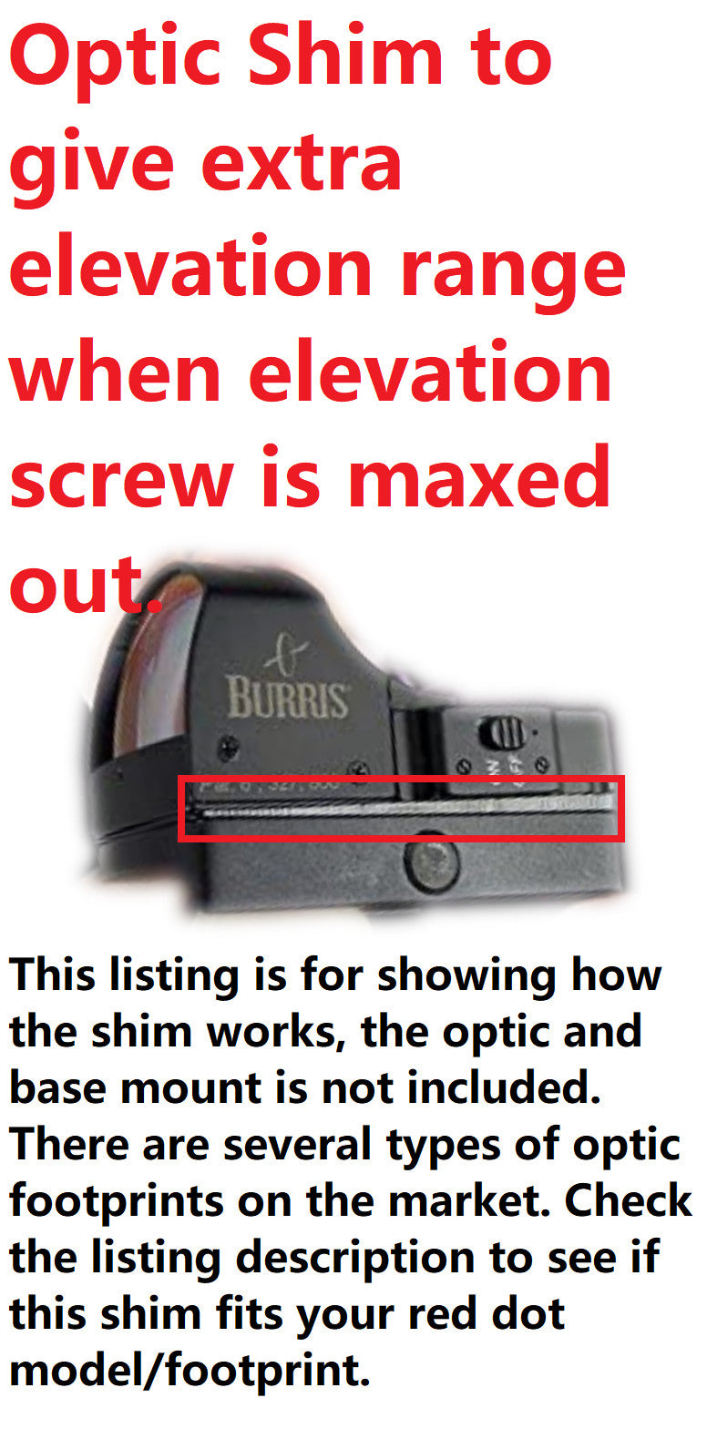 Elevation Riser Shim for Shield RMS/RMSC Holosun 407K 507K