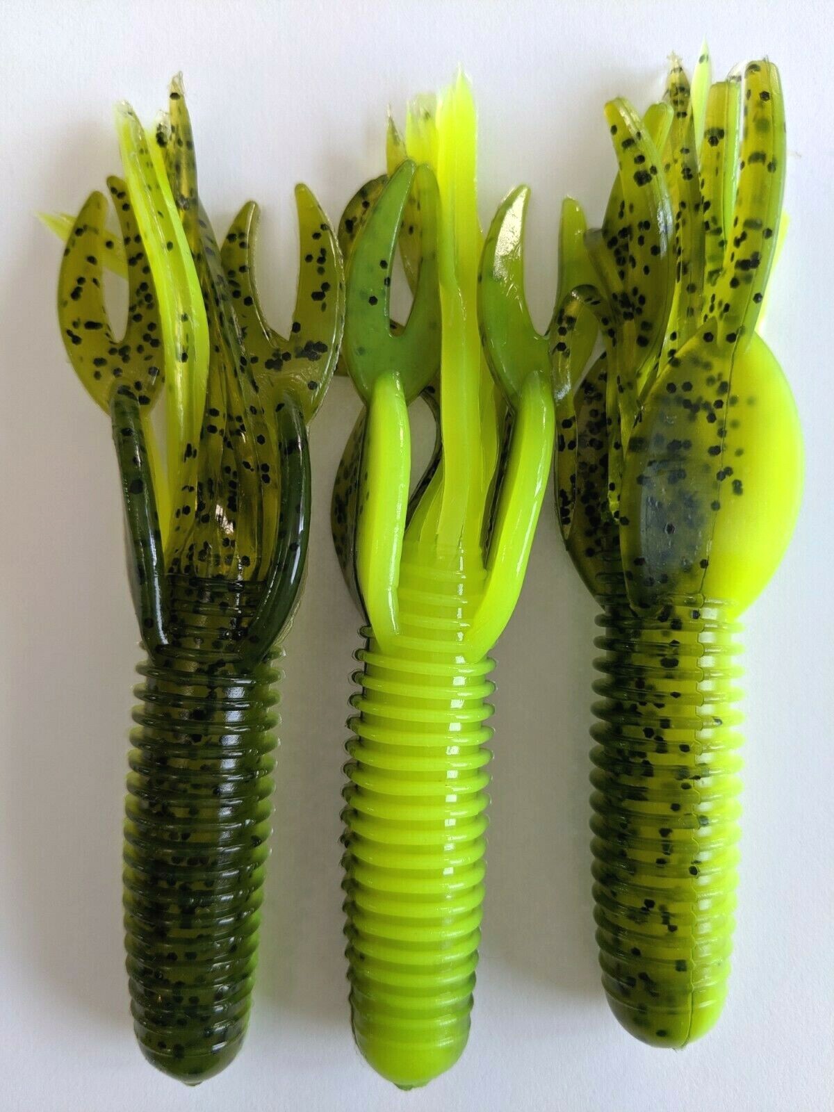 48 Pack 4-Inch Craw Tube Soft Plastic Baits Watermelon Chartreuse Fish Lures - Lake Fork Style