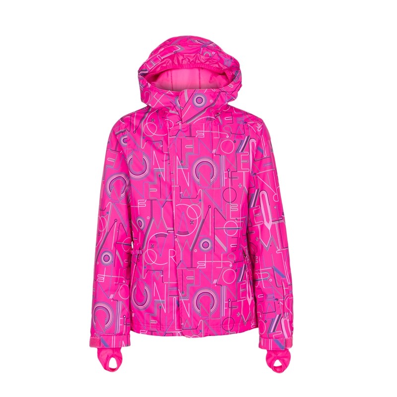 Youth Insulated Snowboard Jacket - Pink AOP Waterproof Snow Gear for Girls