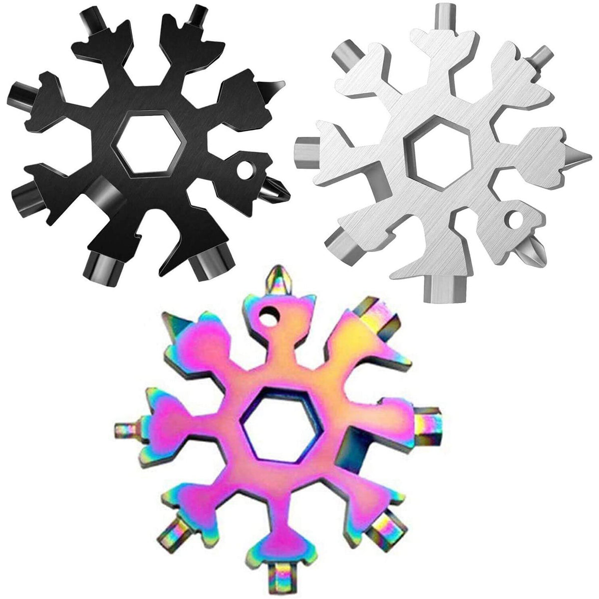 Multifunction Snowflake Multi-Tool Set - 18-in-1 Carbon Steel Screwdriver Opener