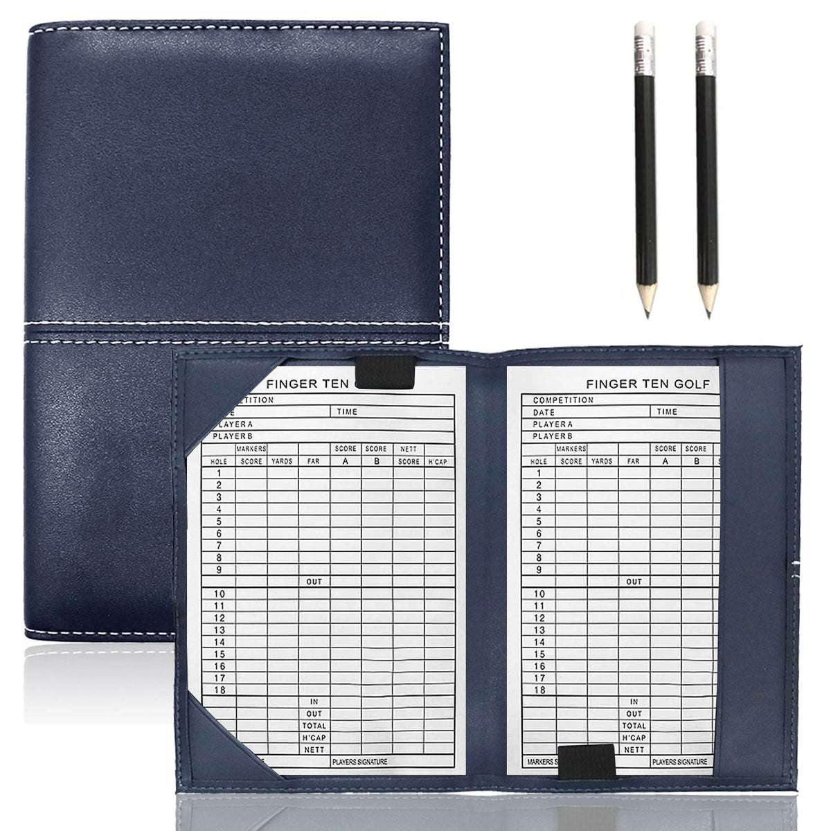 Golf Yardage Scorecard Holder Leather Book with 2 Pieces - Sunfish Style