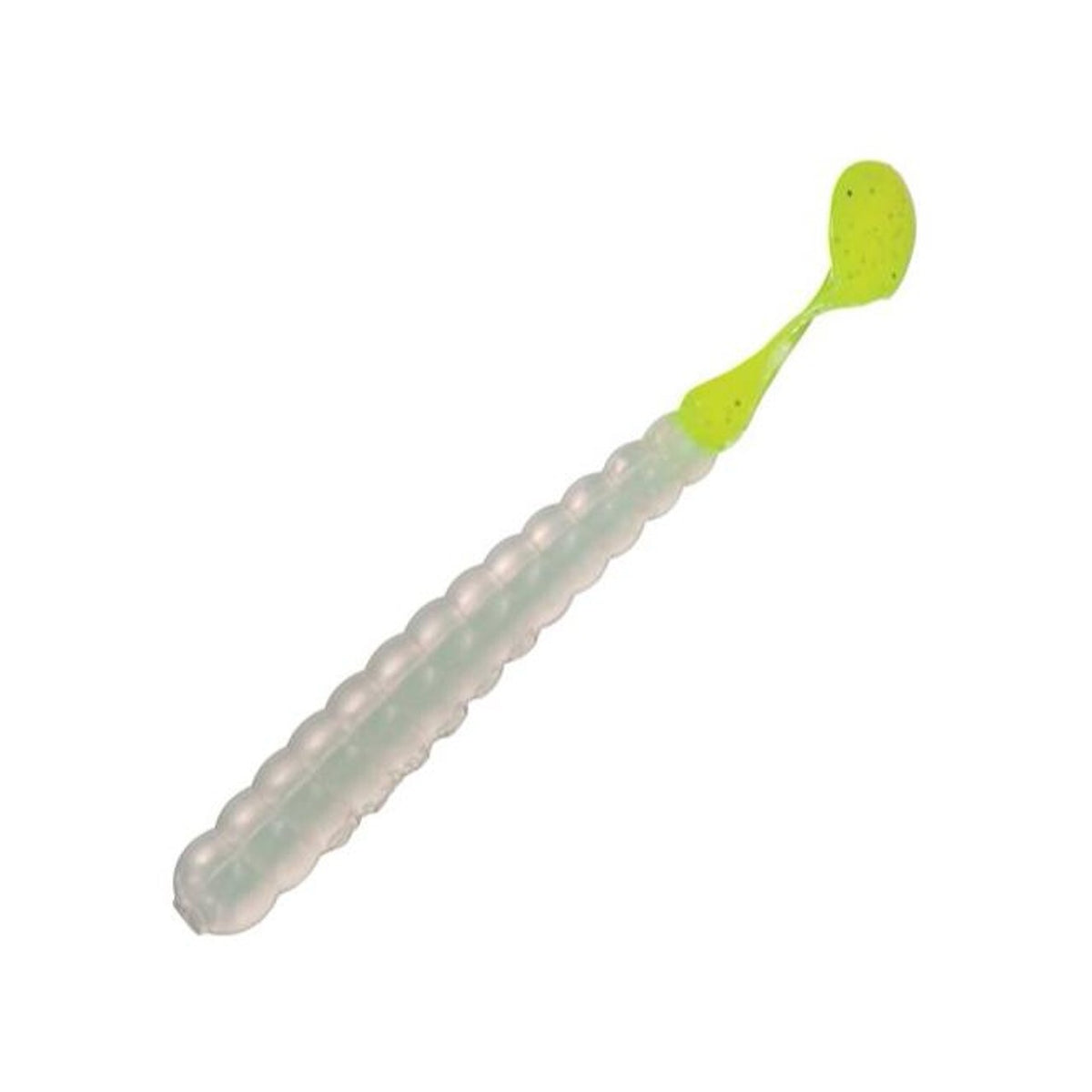 Charlie Brewer's 3-Inch Bass Slider Grub - Pearl and Chartreuse Tail, 30 Count