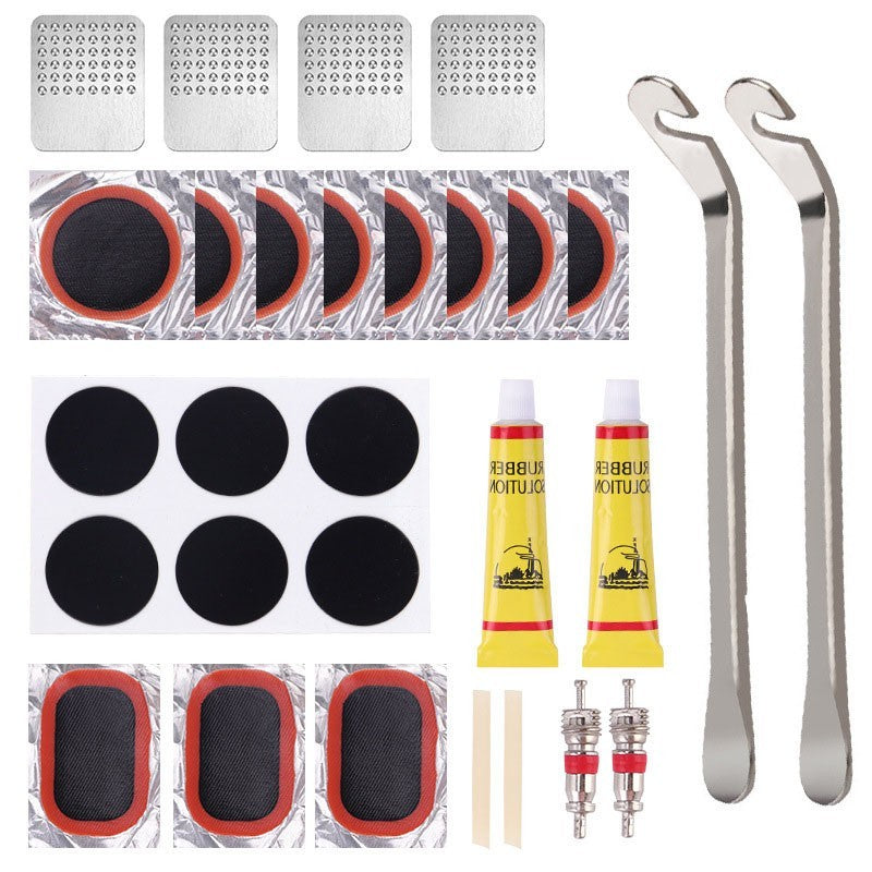 Bike Tire Repair Kit Puncture Patches & Tools for MTB & Road Bikes