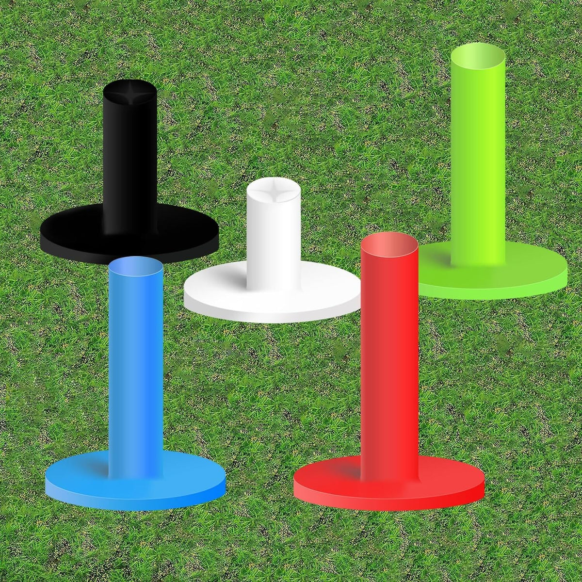 Golf Practice Tees 5 Pack - Mixed Sizes for Driving Range & Training