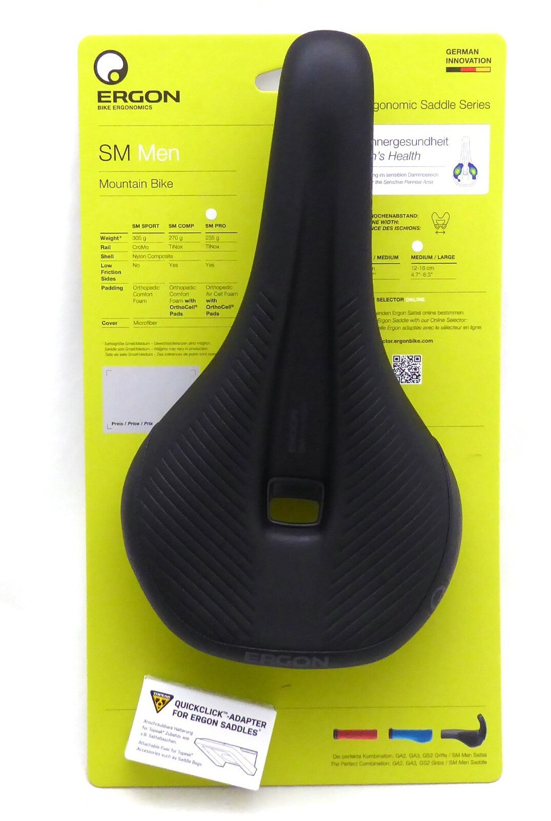Ergon SM Pro Men's Mountain Bike Saddle - Medium/Large, Anatomical Relief