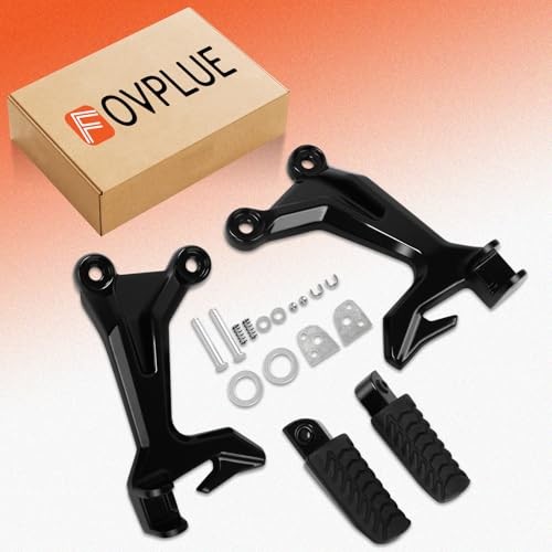 Black Rear Passenger Footrests with Brackets for Kawasaki Ninja 650 2017-2025