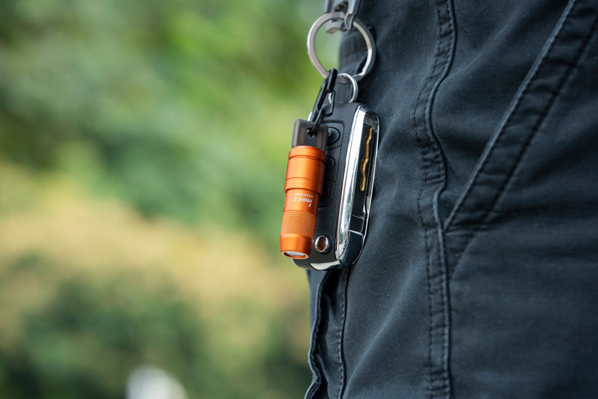 Rechargeable Mini Keychain Flashlight 50 Lumens - Orange, Compact LED