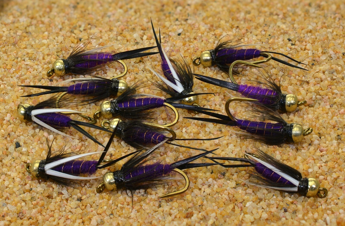 Purple Prince Nymph Fishing Flies with Mustad Signature Hooks - Multiple Sizes