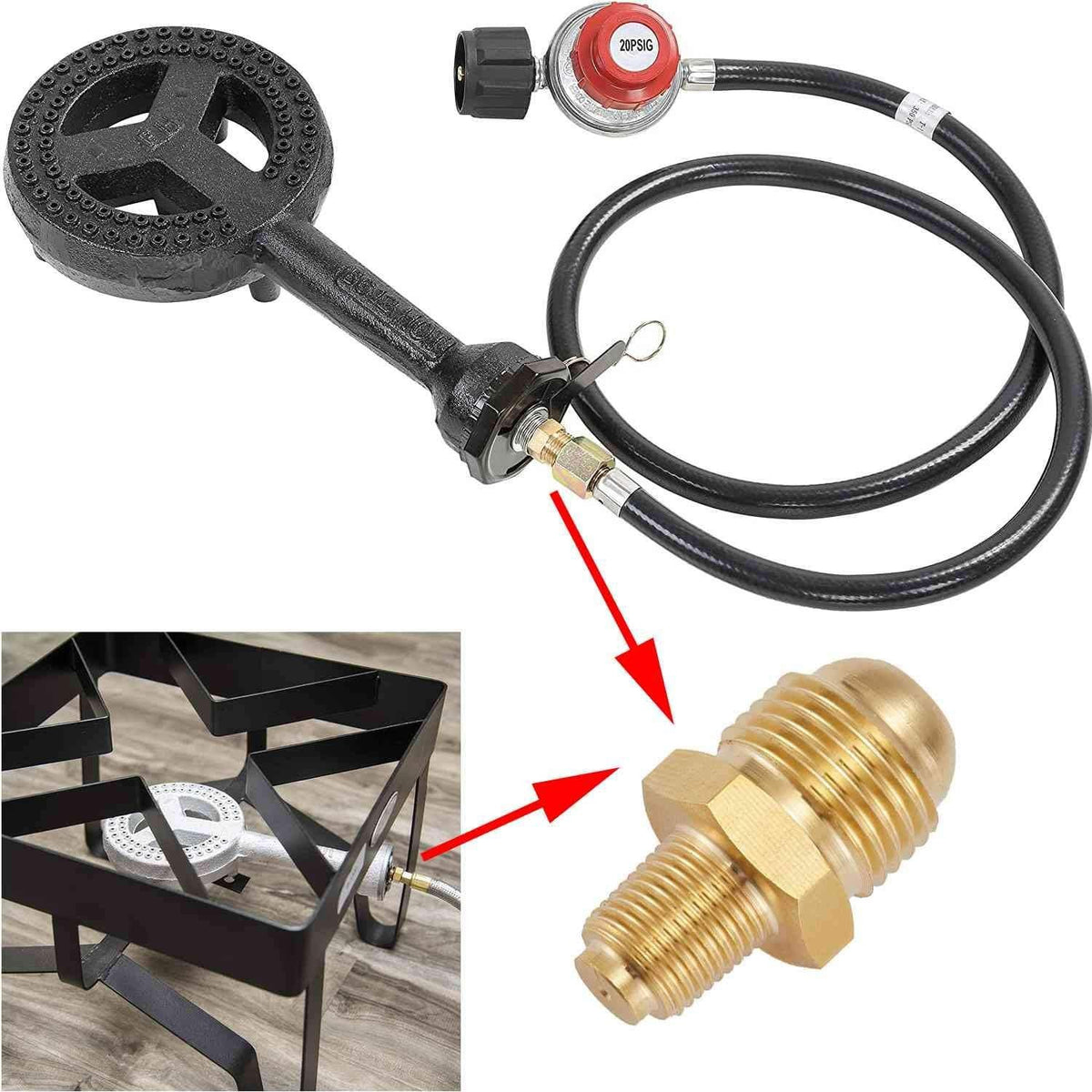 Propane Fittings Brass Connectors 3/8 Flare x 1/8 MNPT - 3 Pack