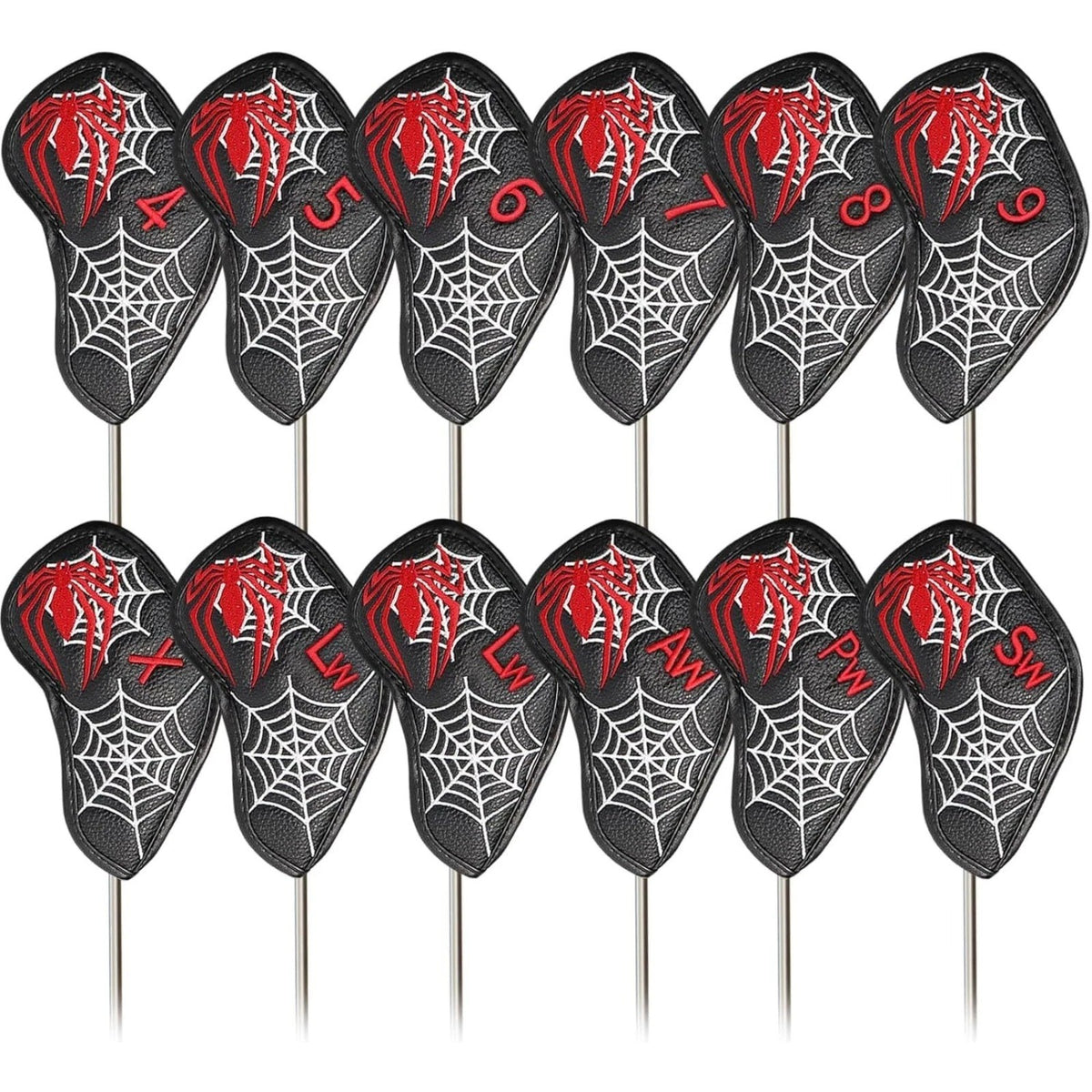 Golf Iron Head Covers 12 Pack Set - Universal Durable PU Club Protectors