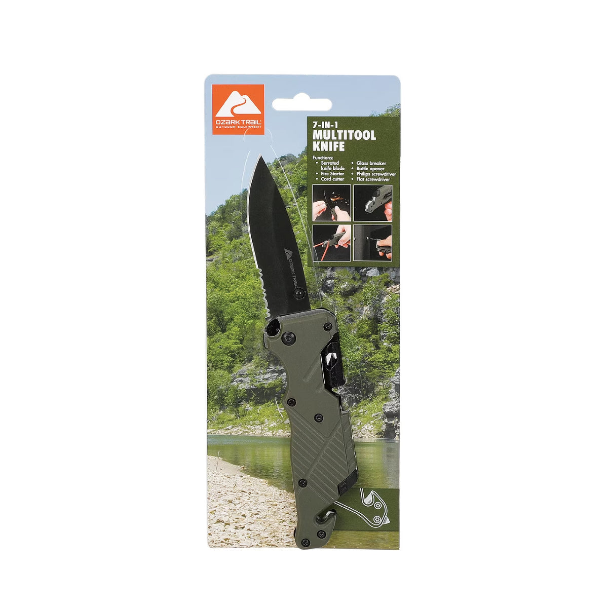7-in-1 Stainless Steel Multitool Knife with Screwdriver for Camping & Outdoors