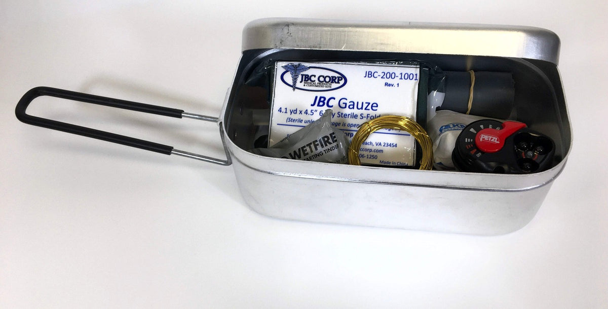 Swedish Aluminum Mess Tin with Folding Handle for Camping & Survival