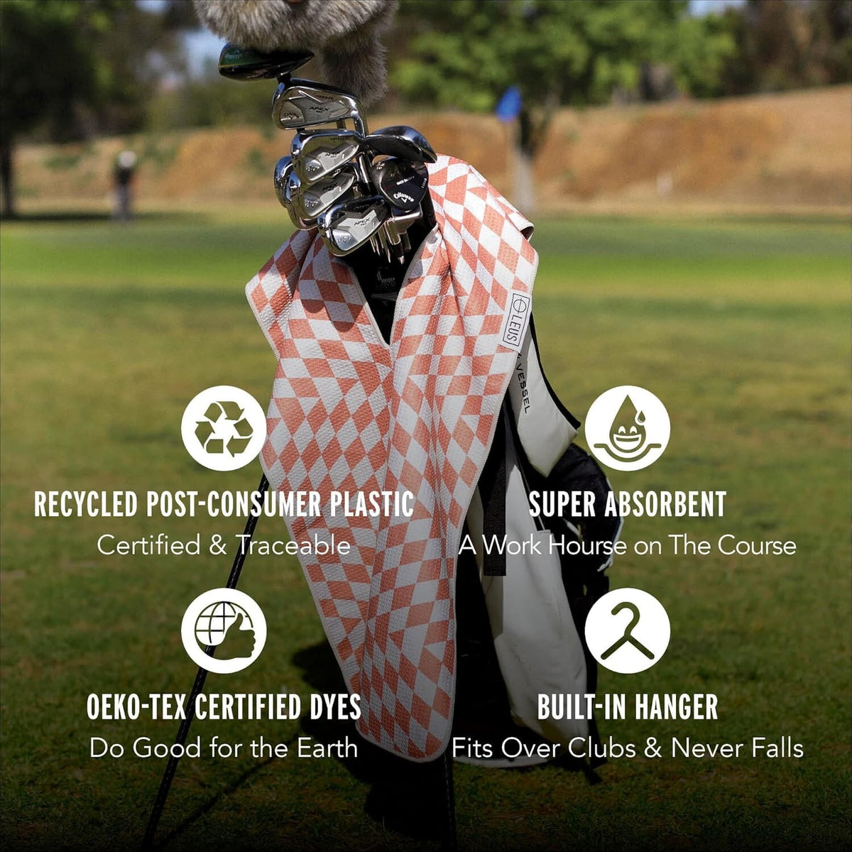 Golf Eco Towel - Quick-Drying Recycled Microfiber for Clubs - White Shark Design