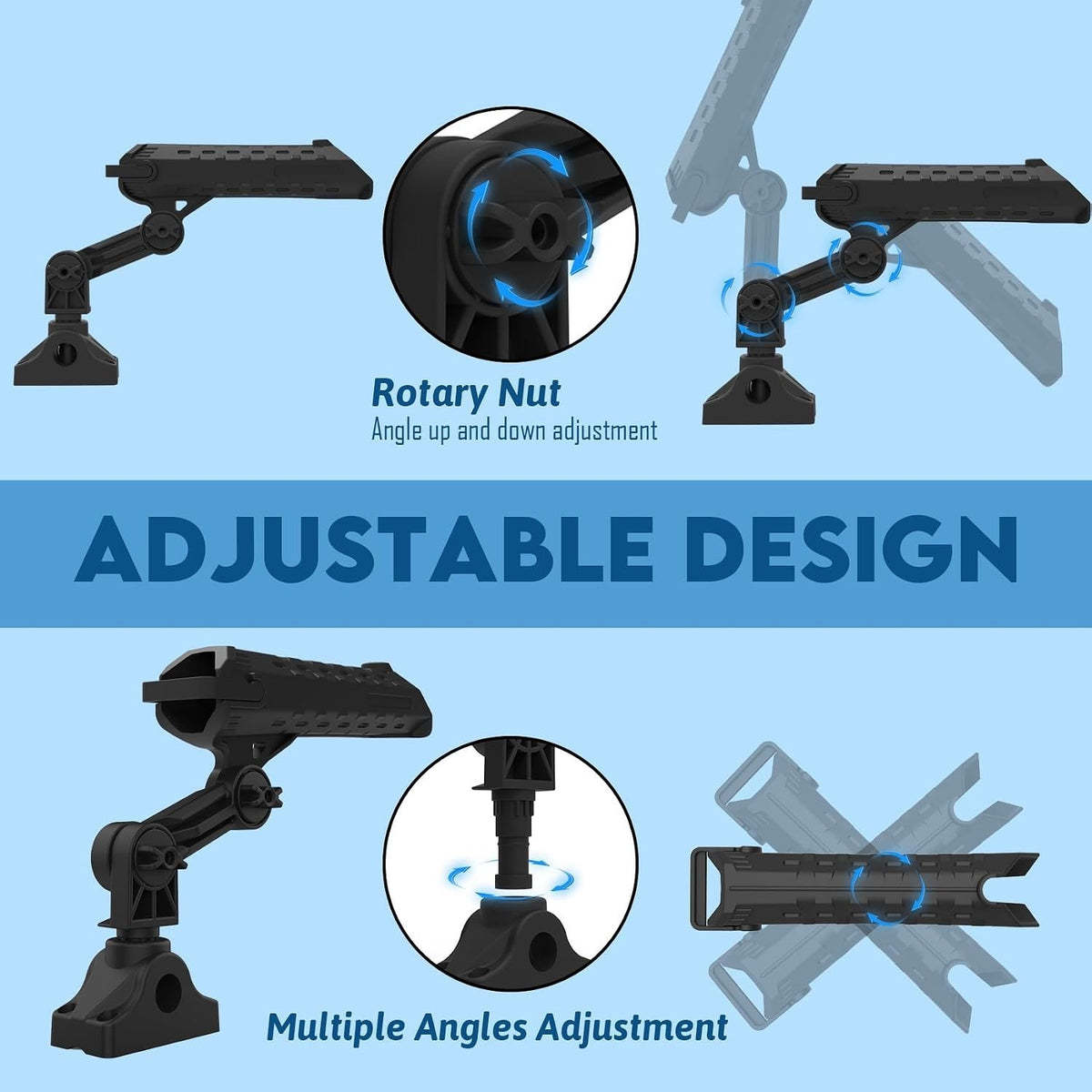 Boat and Kayak Fishing Rod Holders 360° Adjustable Side Deck Mount