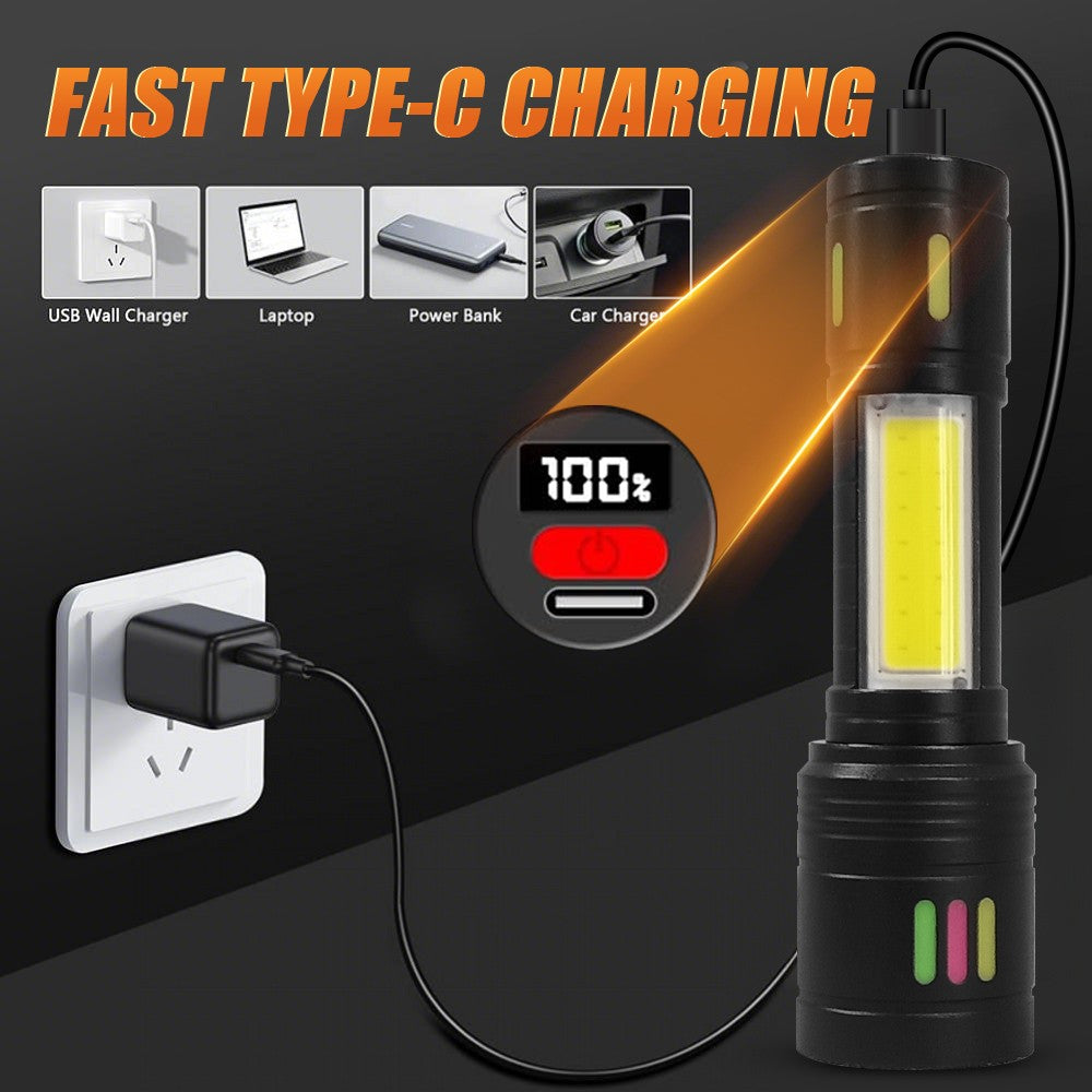Rechargeable LED Tactical Flashlight 2 Pack Waterproof Emergency Light