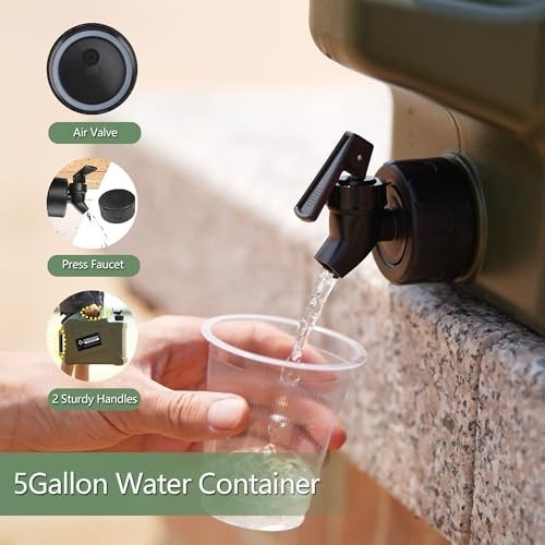 3.2 Gallon BPA-Free Water Container with Spigot for Camping & Outdoor Use - Military Green