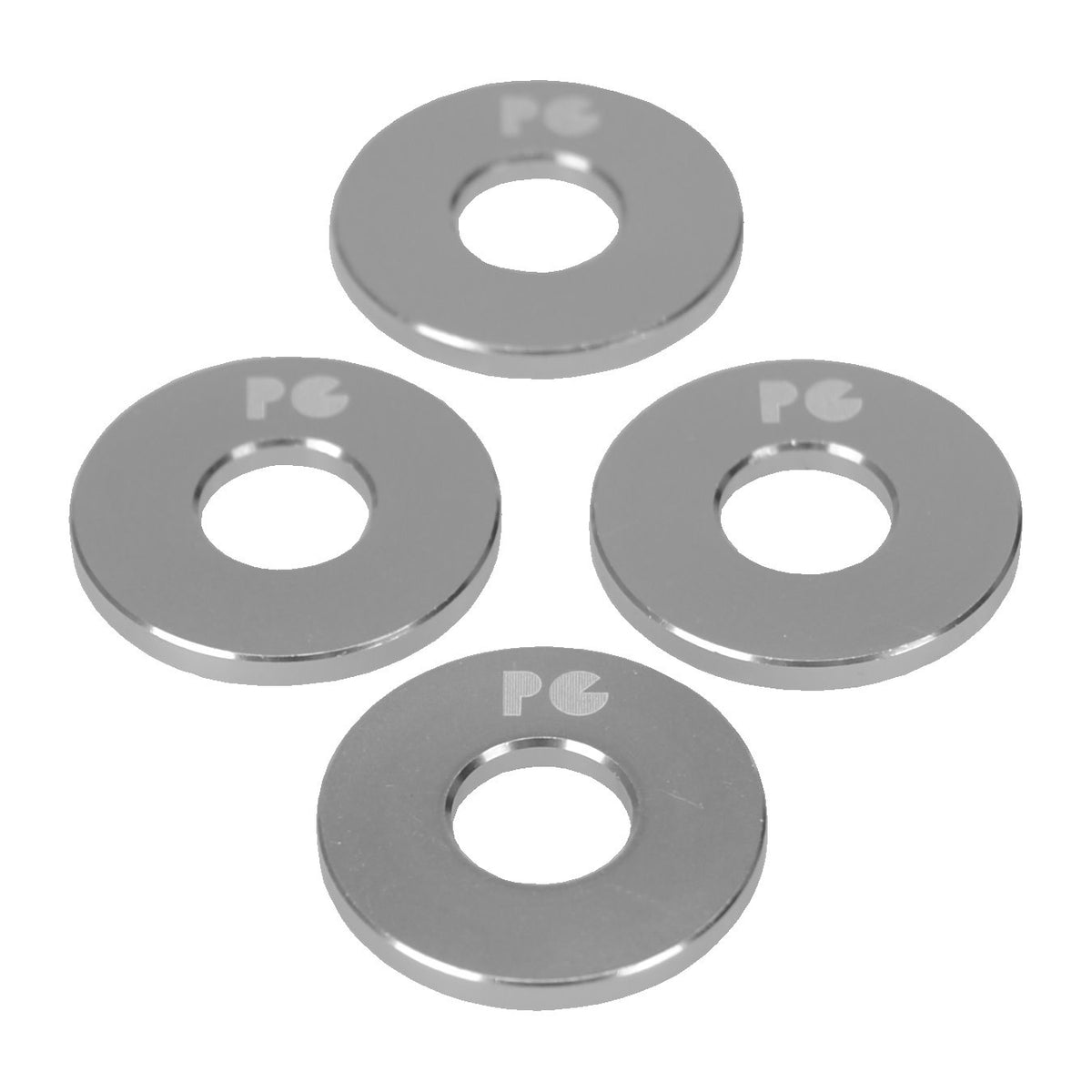 BMX Bicycle Axle Washers Set of 4 - Aluminum 3/8" Axle Spacers Silver