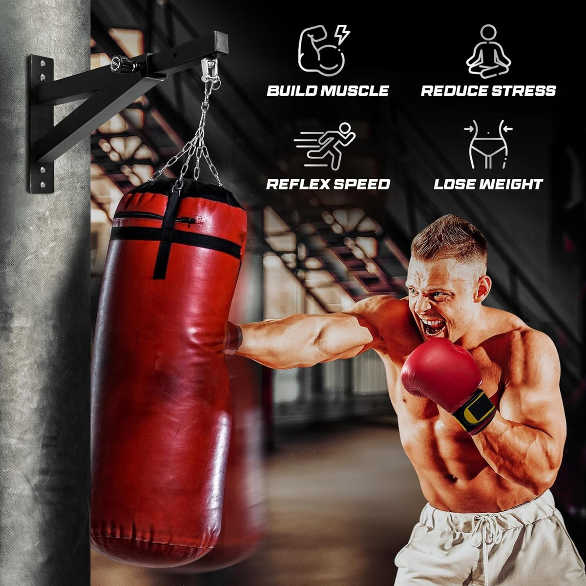 Heavy Bag Wall Mount Hanger Adjustable Heavy Duty Boxing Equipment
