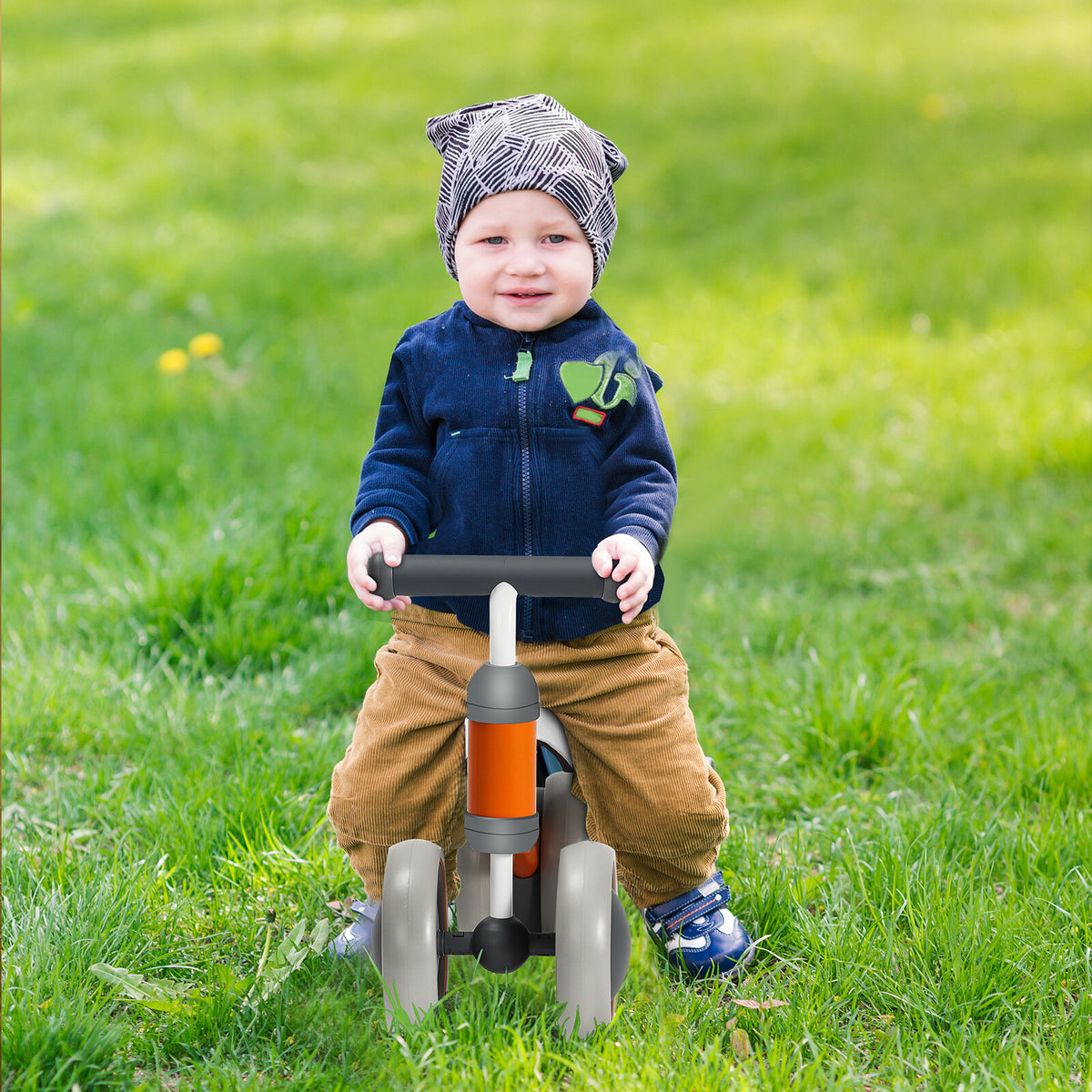Baby Balance Bike 12-24 Months Toddler First Ride with 4 Wheels, Safe & Sturdy