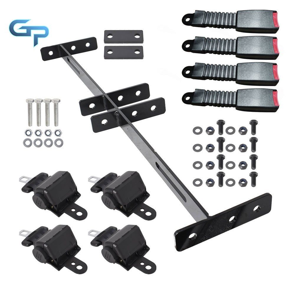 4 Retractable Golf Cart Seat Belts & Bracket Kit Universal Fit for EZGO Yamaha Club Car