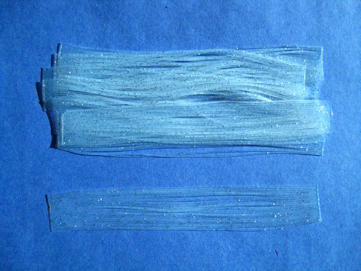 Silicone Fish Skirt Tabs for Spinnerbaits Buzzbaits and Jigs - Silver Glitter, 6-Inch, 20 Strands