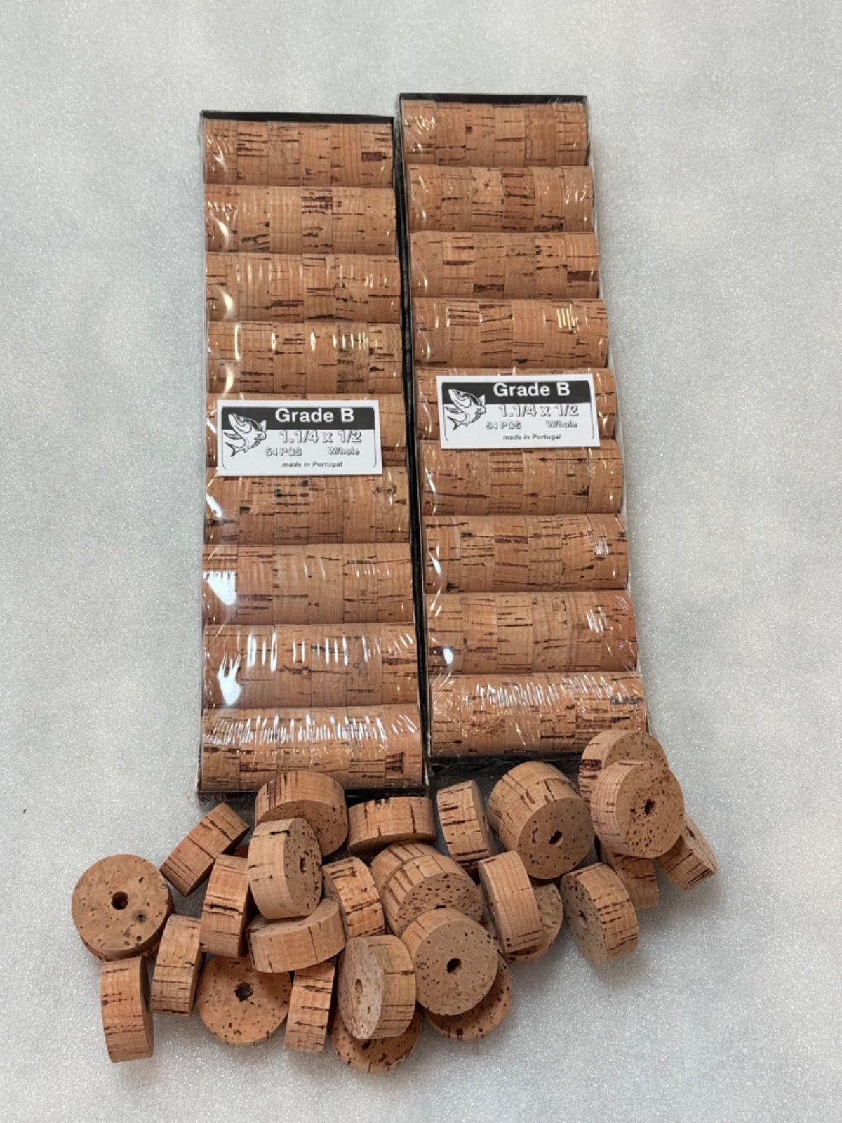 50 Grade B Cork Rings - 1 1/4 Inch Diameter, 1/2 Inch Width, Fishing Use