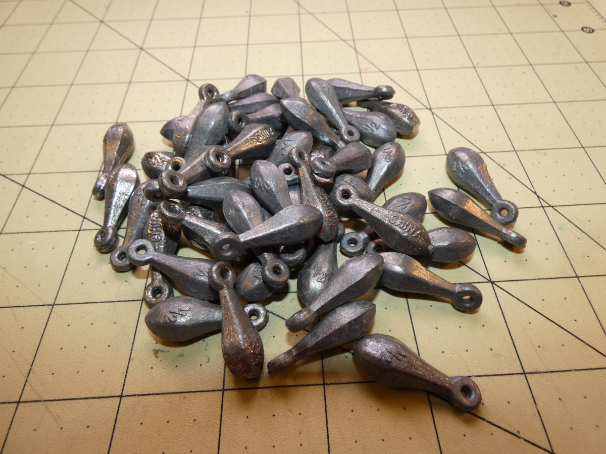 50 Pack 1/2 oz Fishing Bank Sinkers Lead Weights for Tackle, SinkerSupply