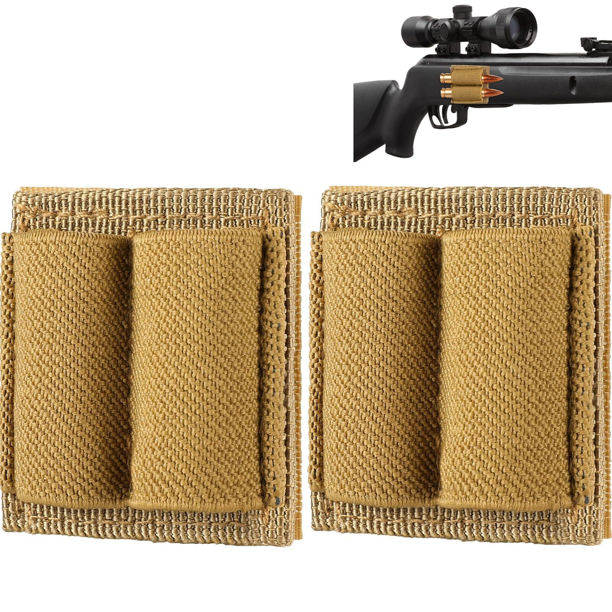 2PCS Rifle Bullet Shell Holder with Hook & Loop for Hunting & Shooting