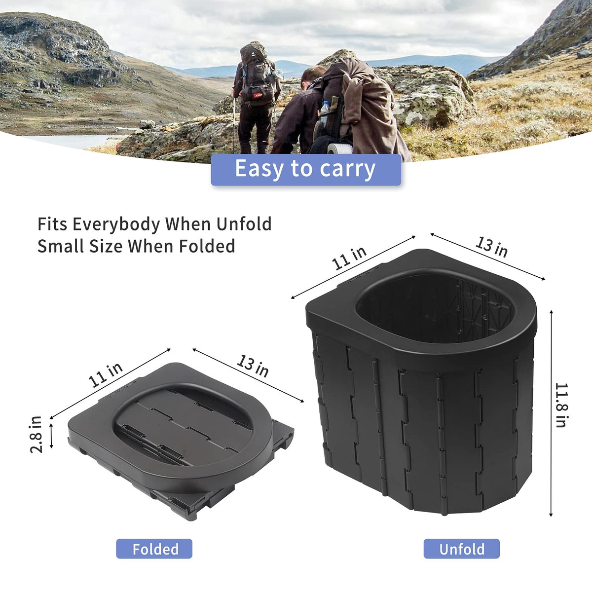 Foldable Camping Toilet with Carry Bag - Portable Travel Potty for Hiking & Road Trips