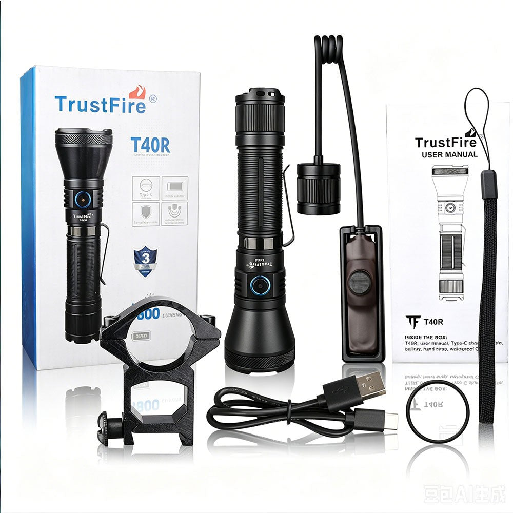 Trustfire T40R 1800 Lumens Rechargeable Tactical Flashlight with 550m Range