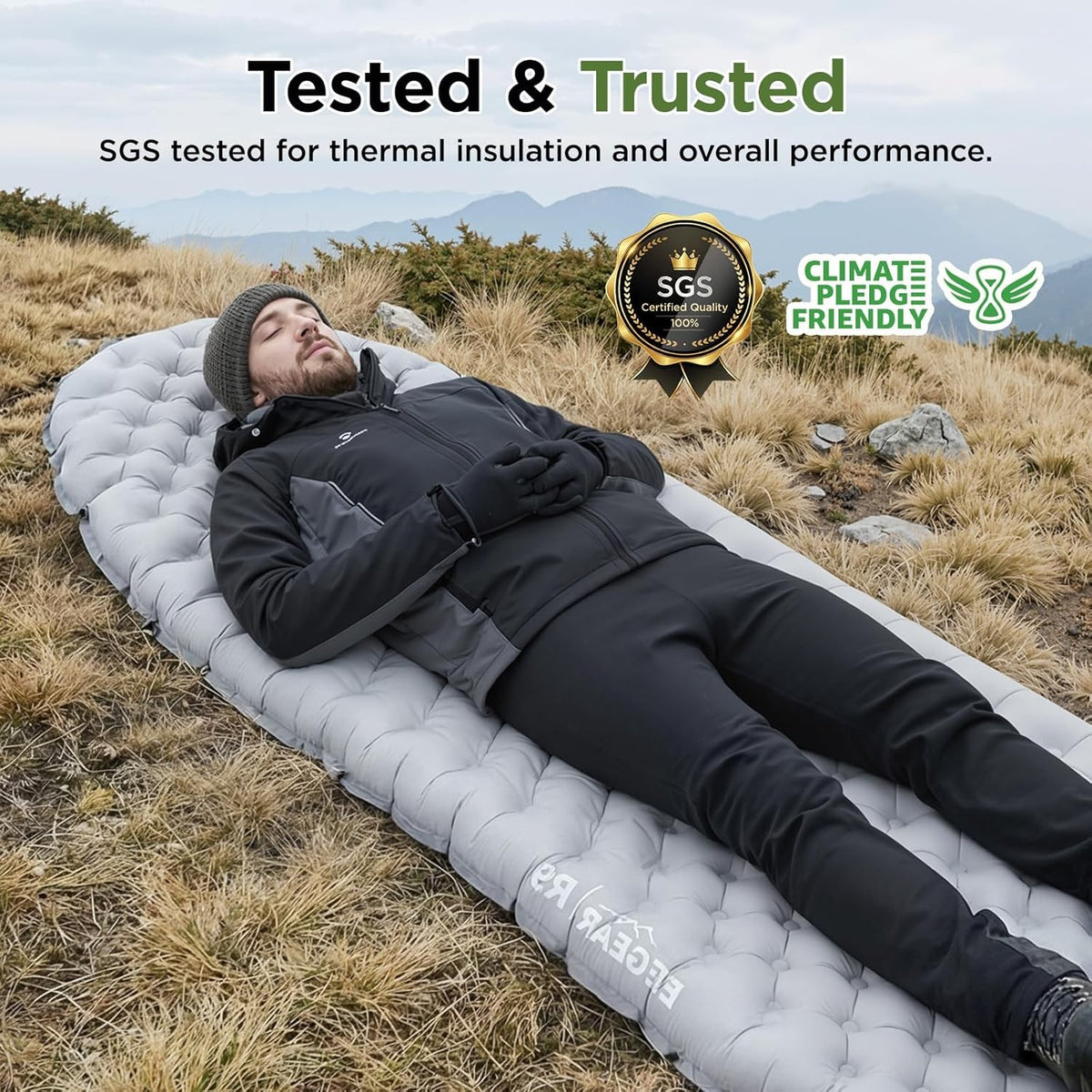 Ultralight Camping Sleeping Pad with 9 R-Value, 4-Inch Thick
