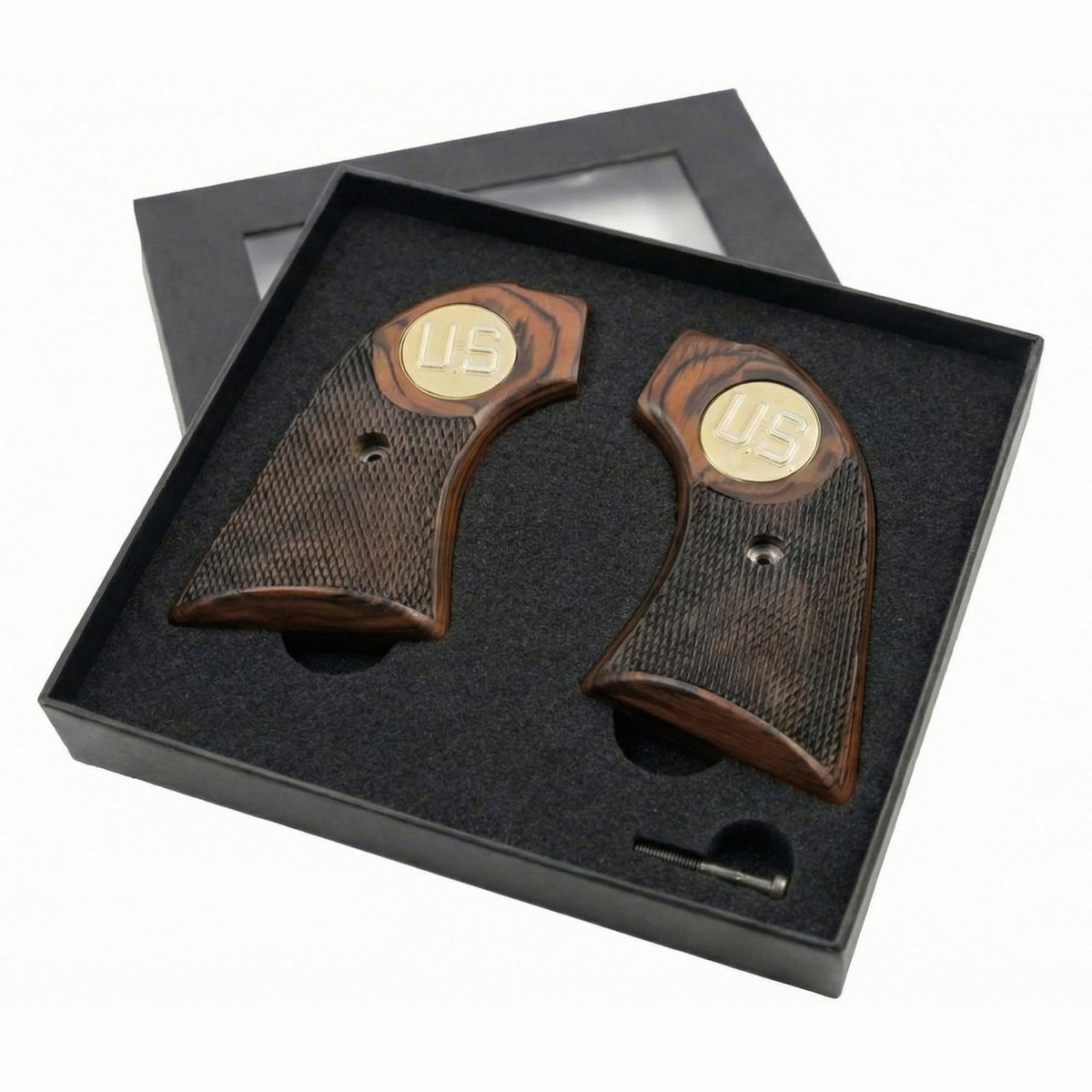 Heritage Rough Rider Checkered Rosewood Gold US Grips for .22 LR Revolvers