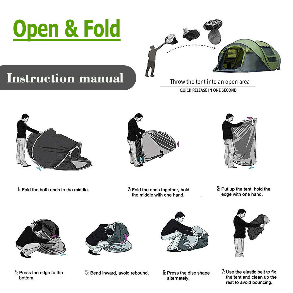 4-6 Person Waterproof Pop Up Camping Tent with Double Layer & Vestibule