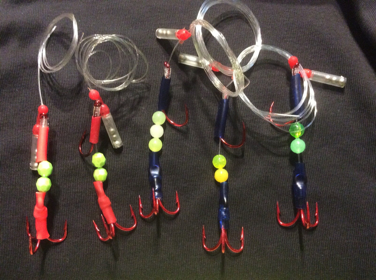Salmon Trolling Flies Pack of 3 Unrigged 4-Inch Pickled Green Crinkle