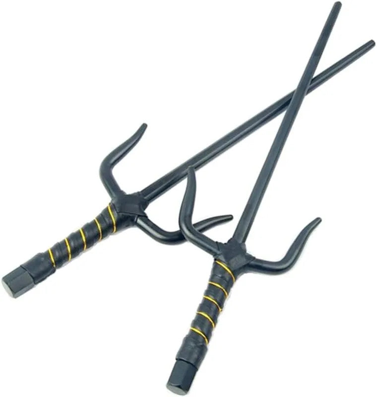 Octagon Metal Martial Arts Sai Weapon Set - Black and Silver, 15 Inch