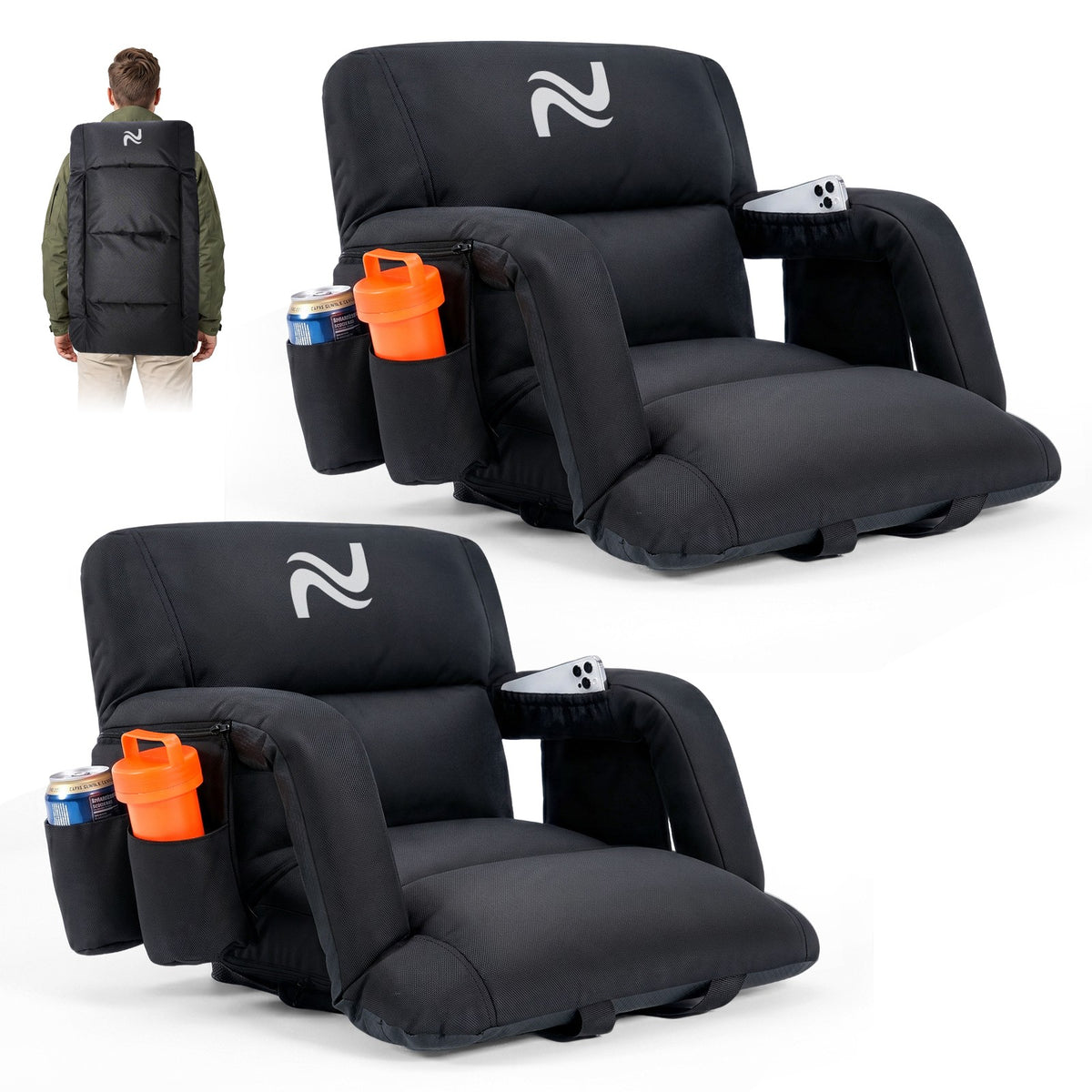 Adjustable Stadium Seat Cushion with Back Support for Bleachers - Multiple Sizes
