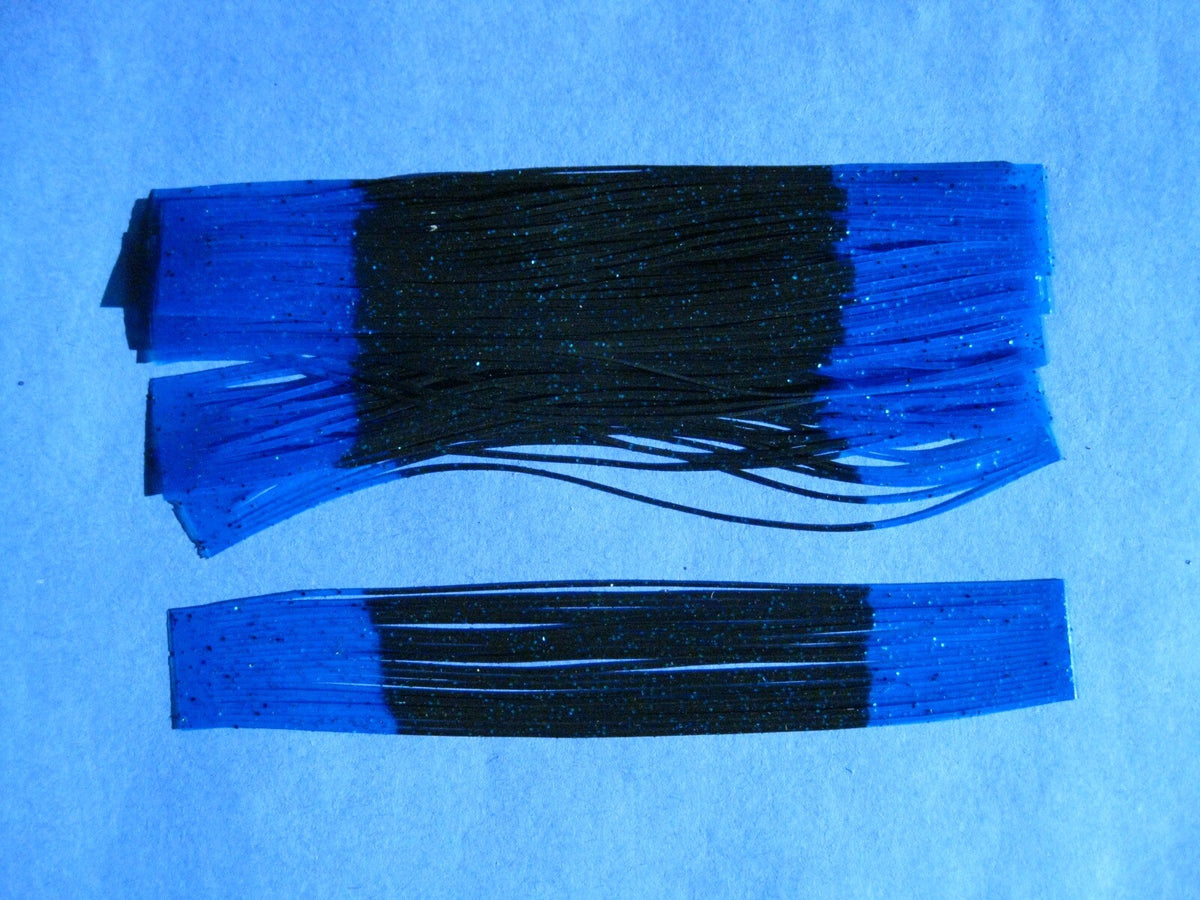 Silicone Fish Lure Spinnerbait Buzz Bait Skirt - Black Blue Glitter, 6 Inch, 20 Strands